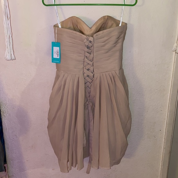 Strapless back lacing flowy mini formal dress - Picture 7 of 12